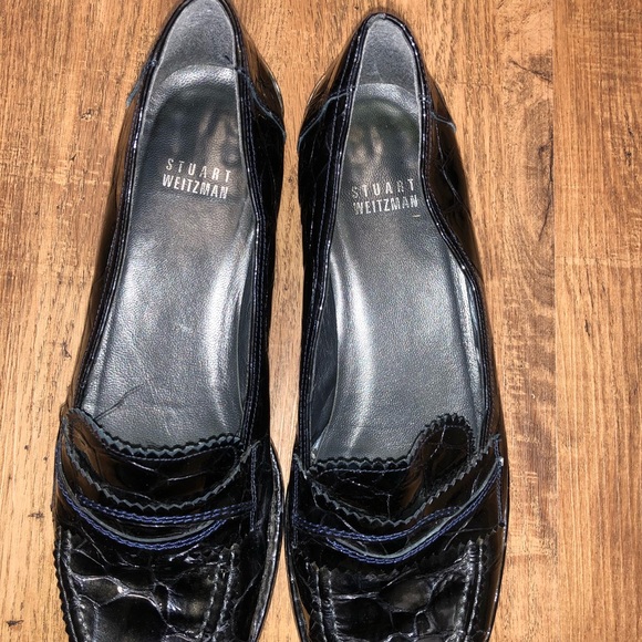 Stuart Weitzman Patent Leather Croc Print Loafers - Picture 4 of 8